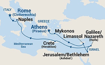 10-Day Mediterranean & Israel Itinerary Map